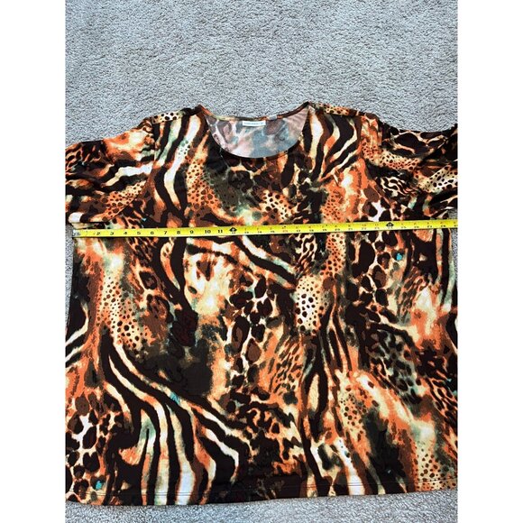 Susan Graver Womens Animal Print Tunic Top Size 3X Tiger Leopard - Picture 3 of 7